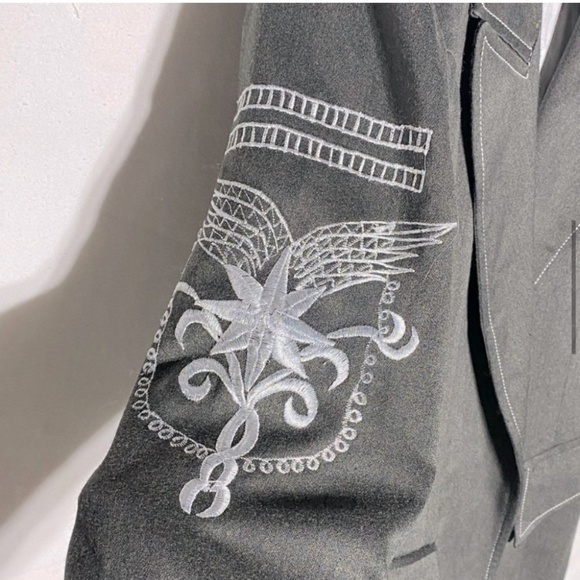 Adina Grey Green Embroidered Blazer M - Picture 8 of 14